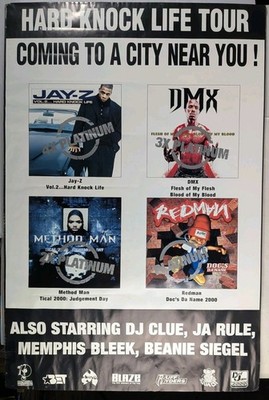 Vtg 1999 Hard Knock Life Tour Poster DJ Rap Hip-Hop Jay-Z DMX Method Man Redman