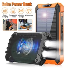 32800/38800mAh Solar Power Bank External Battery Backup Charger Wireless Charger