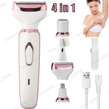 4-in-1 Women  s Electric Shaver Cordless Wet/Dry Trimmer with Nose Eyebrow Heads