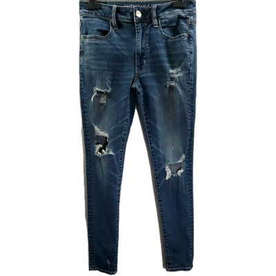 American Eagle Womens Distressed Super Stretch Hi Rise Jegging Jeans Size 6 Blue