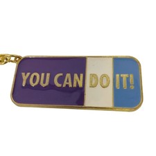 You Can Do It Gold Keychain Purple White Blue Enamel Motivational J-11