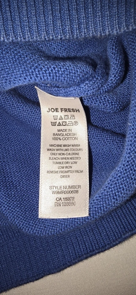 Suéter Joe Fresh Clásico Cuello en V 100% Algodón Azul W9MR000608 Talla L Para Hombre Foto 4 de 4