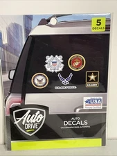 Auto Drive Marine Corps Army Air Force Coast Guard & Navy Decals 5pc Set New