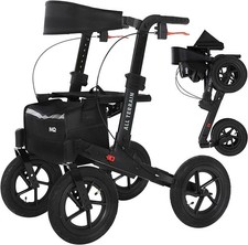 MobiQuip All Terrain 4 Wheel Walker with Seat, Folding Rollator with Large Wheel