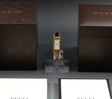 [N MINT++ /Box] Gucci 1500L White Shell Dial 1P Dia Gold Bangle Qz Women's Watch