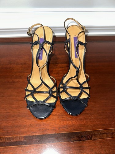 NUEVO EN CAJA, SANDALIAS DE TACÓN ALTO RALPH LAUREN PURPLE LABEL, DISEÑADOR PARA MUJER Talla: 7,5 - Imagen 5 de 16