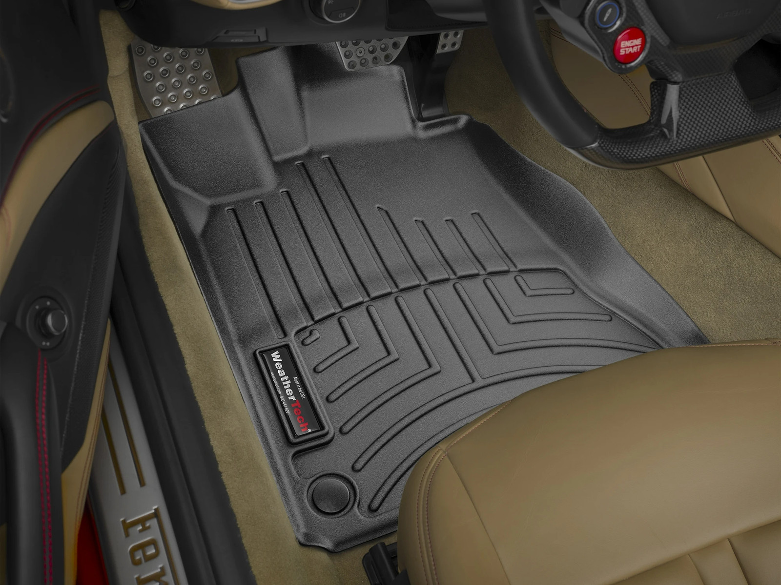 WeatherTech FloorLiner for 2015-2017 Ferrari California T - 1st Row, Black