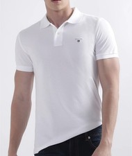 GANT White Original Regular Fit Polo Shirt Pique Men's XL Designer Short Sleeve