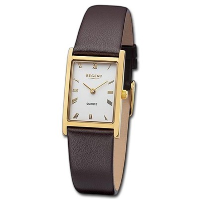 Regent Damen Armbanduhr Analog Lederarmband dunkelbraun URF1302