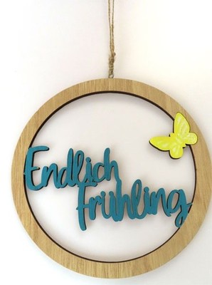 BOLTZE DEKO ANHÄNGER ENDLICH FRÜHLING BLAU/RUND D: 18 CM  NEU OVP