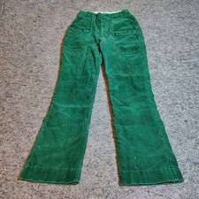 Vintage LL Bean Womens Corduroy Cargo Pants 70s Made in USA Sz 8 25x29 Green