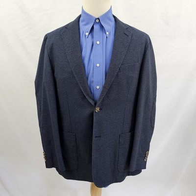 Joseph Abboud Unstructured Sport Coat Blazer Blue Elbow Patch Cotton Stretch XL