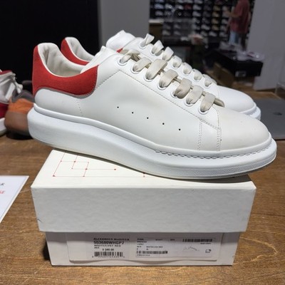 SZ46 / 13M - Alexander McQueen Men's Oversized Leather Sneakers White Red