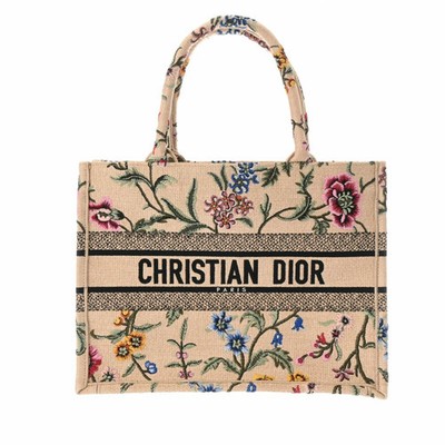 CHRISTIAN DIOR フラワープリント トートバッグ Christian Dior Book Tote Flower Beige Straw Handbag | eBay