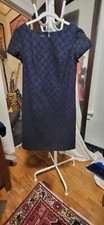Talbots navy Blue Eyelet Leaf Design Lace Sheath Dress 10