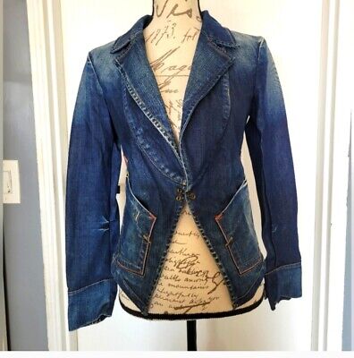 RARE Vintage Early 2000 Fornarina Denim Blazer Jacket Size RARE Vintage Early 2000 Fornarina Denim Blazer Jacket Size
