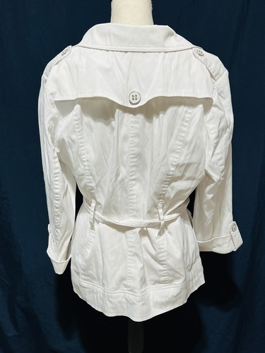 Elena Solano Jacket Women Size Large White Double Breasted Stylish Belted Jacket - Picture 2 of 6