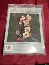 Something Special WHITE POINSETTIAS Stocking Needlepoint Kit sealed