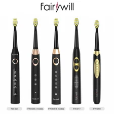 Rechargeable Sonic Electric Toothbrush Fairywill Brush Heads USB Charger Whiten