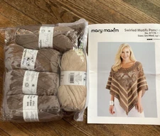 Mary Maxim Crochet Kit Poncho Swirled Motifs 97178-79N Yarn Pattern