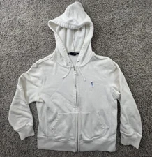 Vintage Polo Ralph Lauren Sweater Youth Medium Knit 90's White Full Zipper