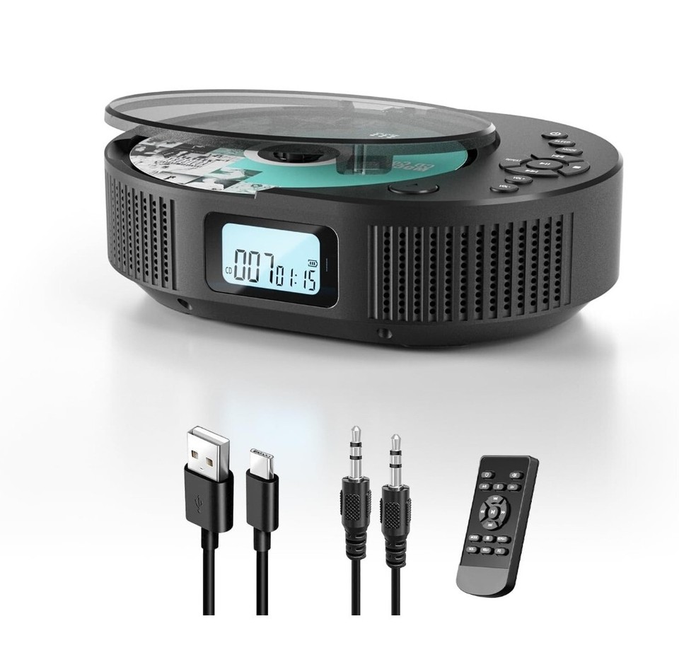 Feleman Portable Cd Player With Speakers Bluetooth Upgraded 2 In 1