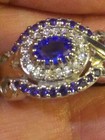 NATURAL SWISS BLUE OVAL TOPAZ 0.93 CT 925 SILVER RING SIZE 8 SAPPHIRE ACCENTS — photo 6