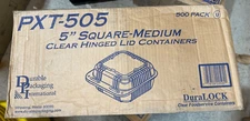 Durable Packaging Plastic Clear Hinged Containers 12 oz 5" Square Clear 500 Pack