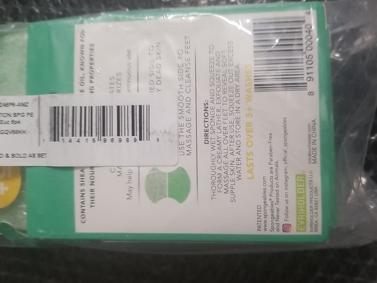 6ct Spongeables Foot Calluses Exfoliating Sponge w/ Shea Butter & Tea Tree Oil