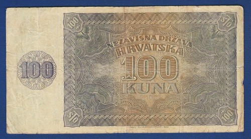 100 Kuna 1941. Croatia banknotes, Croatian stamp ND Hrvatska Petar Zrinski ! - Picture 2 of 2