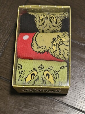 The Grinch Dr. Seuss 3 Pair Men's Crew Socks Size 10-13 NIB Bioworld