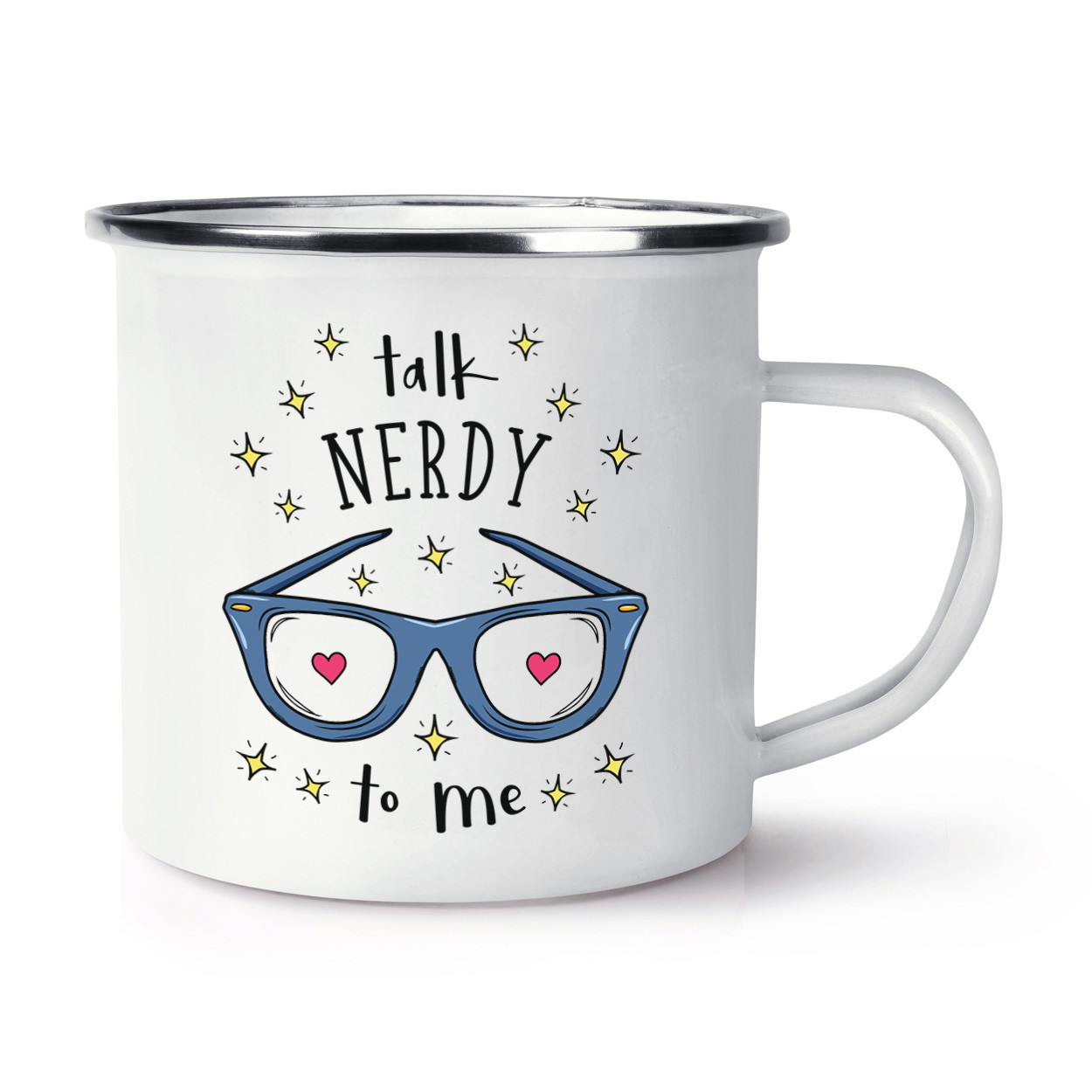 Talk Nerdy To Me Retro Enamel Mug Cup - Funny Valentine's Day Girlfriend