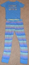 Cat Jack Girl's Size 10 Short Sleeved 2 Piece Sleepwear Smiles Change the Worl