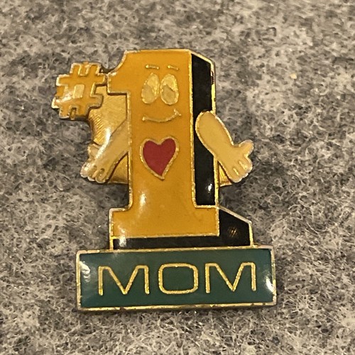 #1 Mom Mother Heart Mothers Day Honor Moms One Number Enamel Vintage Lapel Pin - Picture 4 of 15