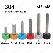 304 Stainless Steel Thumb Screws Grid Knurled Flat Aluminum Head M3 M4 M5 M6 M8