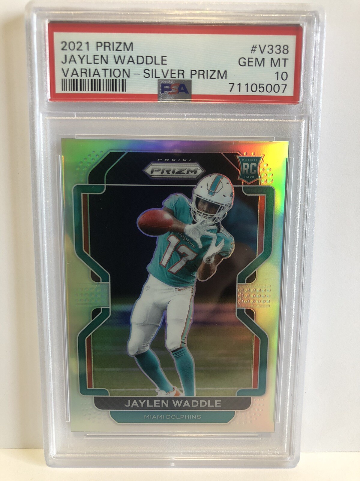 2021 Panini Prizm #V338 Jaylen Waddle Silver Prizm Variation Rookie PSA 10 Gem
