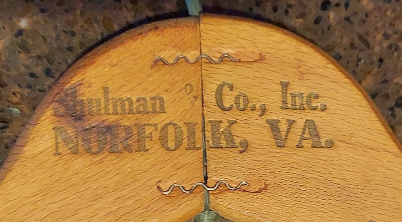 Shulman & Co Clothier Advertising Wooden Coat Hanger Norfolk Virginia 1904-1995 