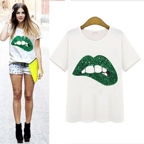 t shirt women girls biting lips | eBay