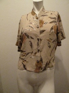 215-HARARI-WOMEN-CROPPED-SHORT-SLEEVE-TOP-MULTI-COLOR-MADE-IN-USA-SIZE-M