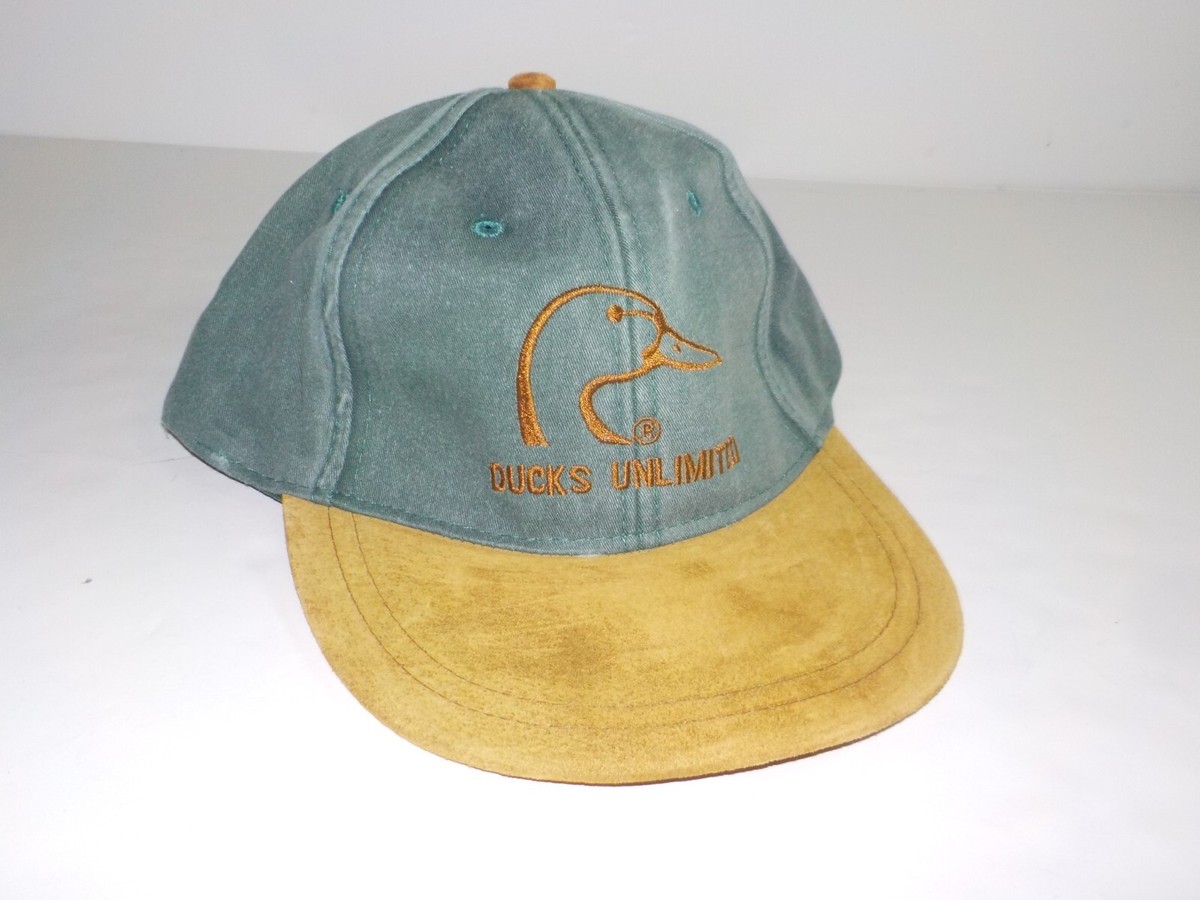 Vintage Ducks Unlimited Hat Ball Cap Strapback Leather Bill Green