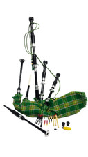 Brand New Scottish Great Highland Bagpipe Black Plain  Silver Mounts