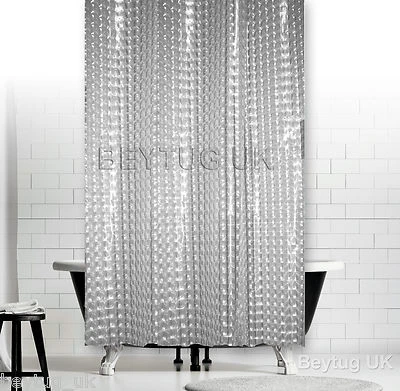 Transparent 3D PEVA Mosaic Bathroom Shower Curtain Extra Long, Various Sizes