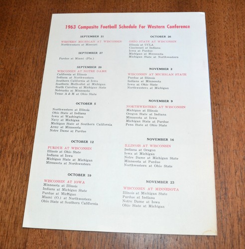 1963 UW WISCONSIN BADGERS ROSE BOWL Football Facts Program PAT RICHTER - Picture 4 of 10