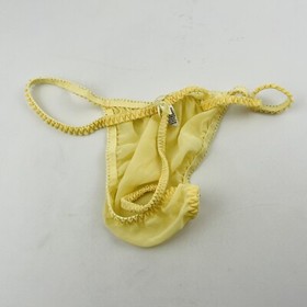 Vintage Womens L L.A. Intimates Babydoll Lingerie Set Sheer Yellow Top Bottom