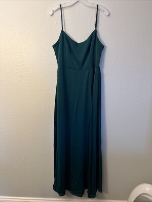 David's bridal crepe-back satin spaghetti strap bridesmaid dress; Color  Gem; 10 | eBay