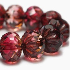 0393, 7x10mm, Rosewood with a Picasso Finish, Cruller, 5 Beads C7x10-4 