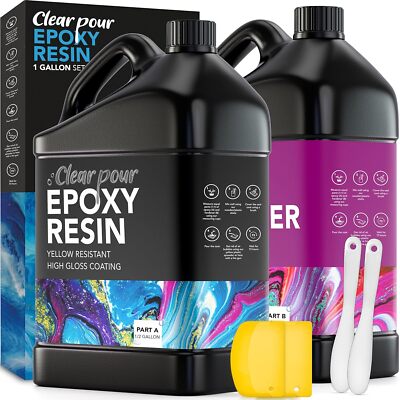 1 Gallon Epoxy Resin Kit Premium Clear Epoxy Resin Table Top Art Craft DIY Molds