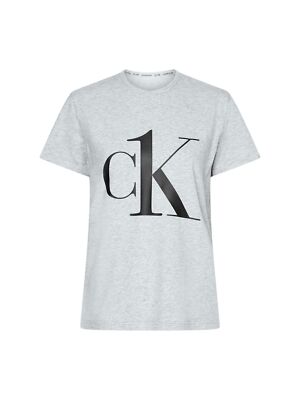 Calvin Klein Damen T-Shirt Kurzarm S/S Crew Neck 000QS6436YG4 Grau M