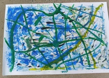 Original 24 by 36 inch Abstract Expressionism Colored Web Lines Painting