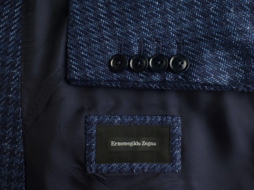 Zegna Blue Plaid Linen Silk Blazer 52C 42S Sport Coat Excellent Condition-image